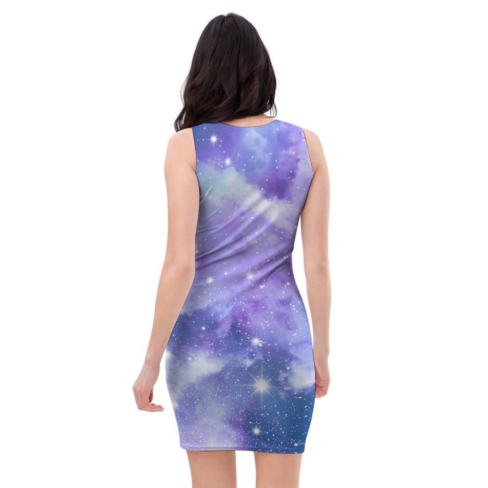 Purple Universe Galaxy Bodycon Dress-grizzshop