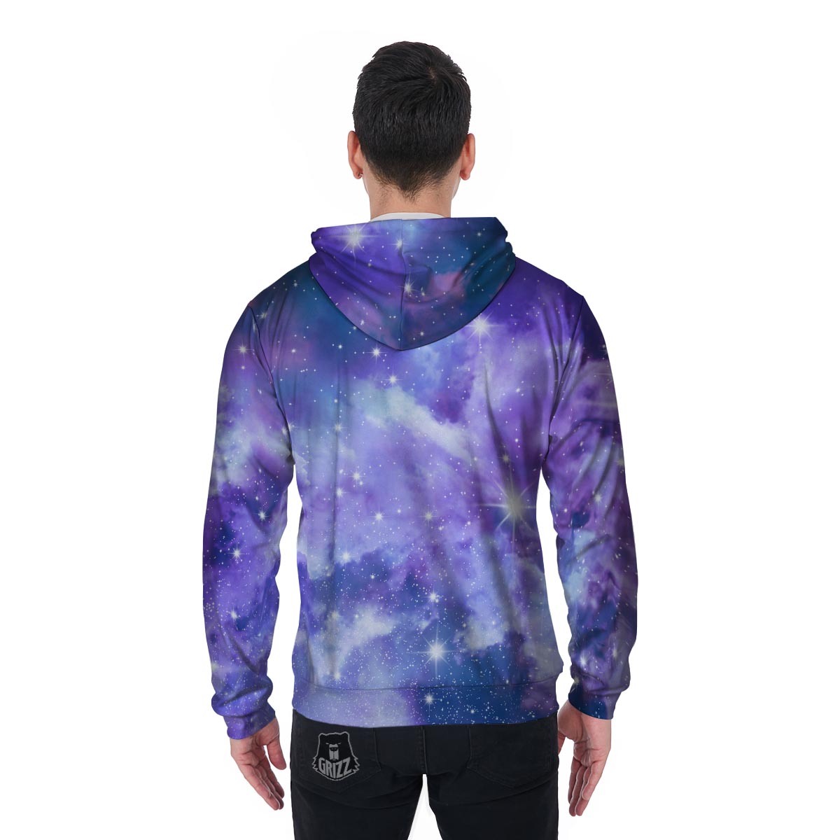 Purple Universe Galaxy Men's Zip Up Hoodie-grizzshop