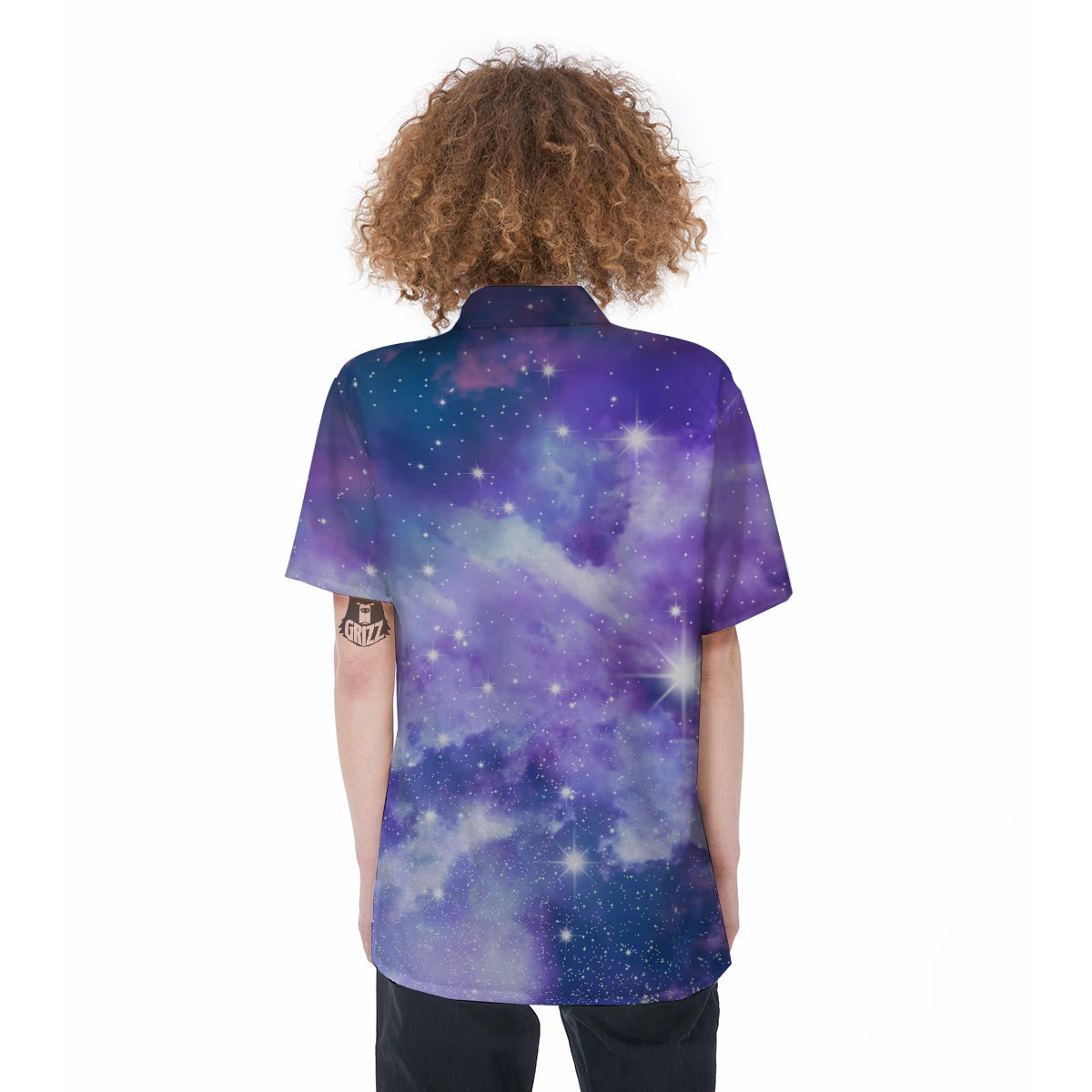 Purple Universe Galaxy Women's Short Sleeve Shirts-grizzshop