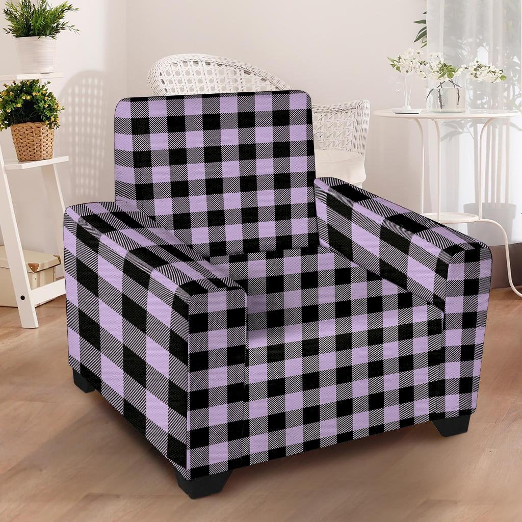 Purple Violet Plaid Armchair Cover-grizzshop