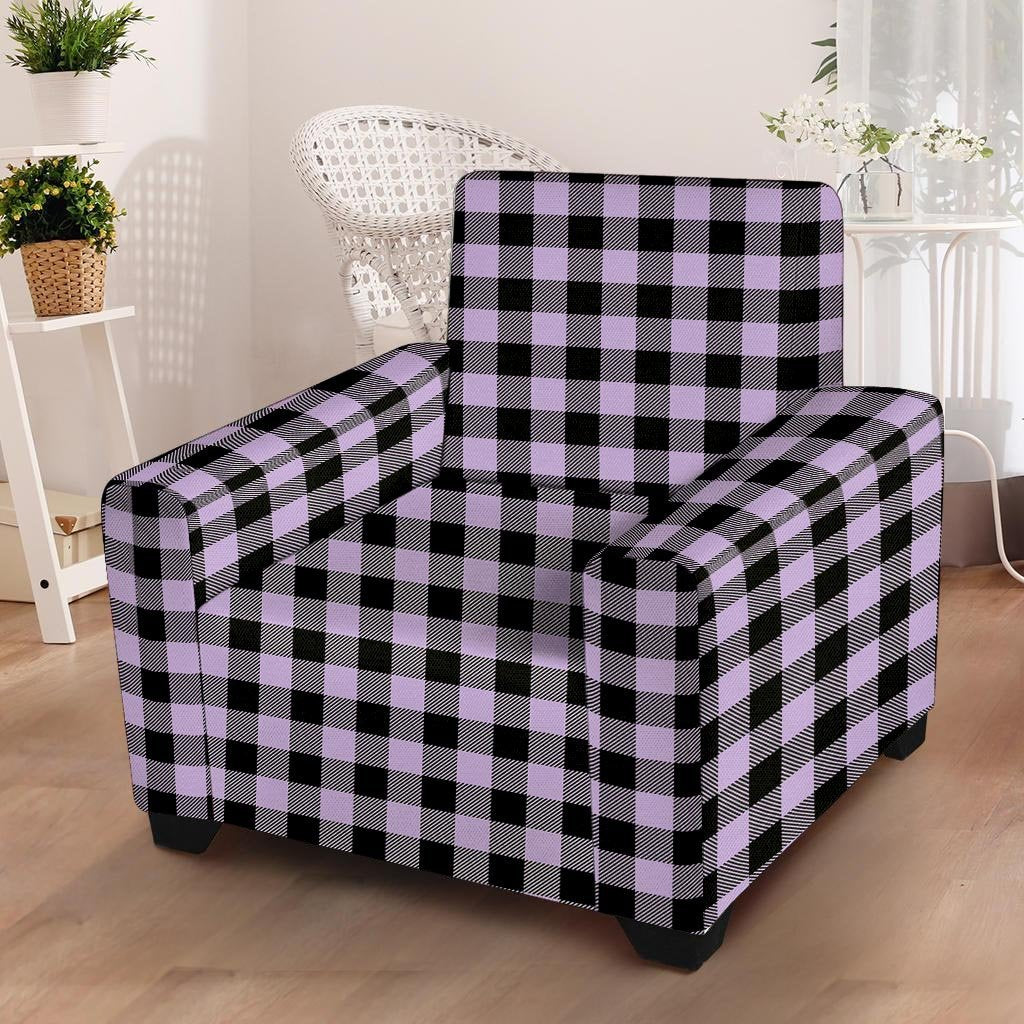 Purple Violet Plaid Armchair Cover-grizzshop