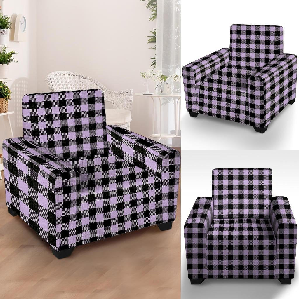 Purple Violet Plaid Armchair Cover-grizzshop