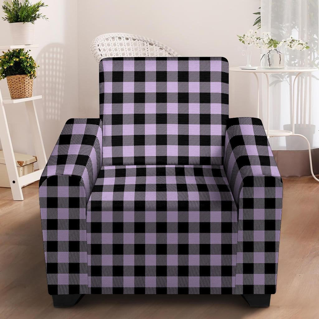 Purple Violet Plaid Armchair Cover-grizzshop