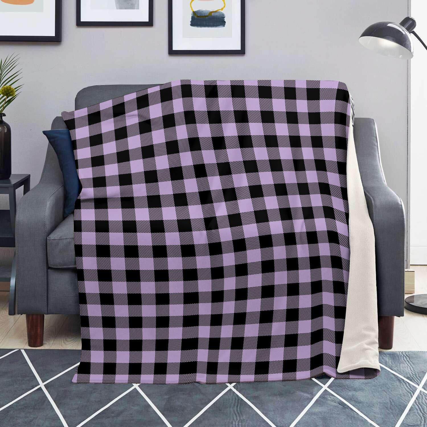 Purple Violet Plaid Blanket-grizzshop