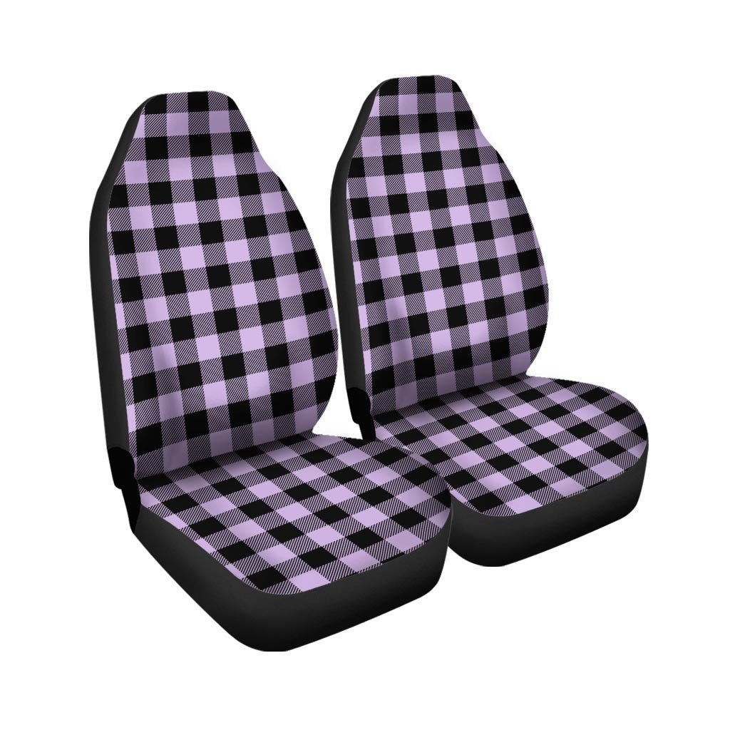Purple Violet Plaid Car Seat Covers-grizzshop