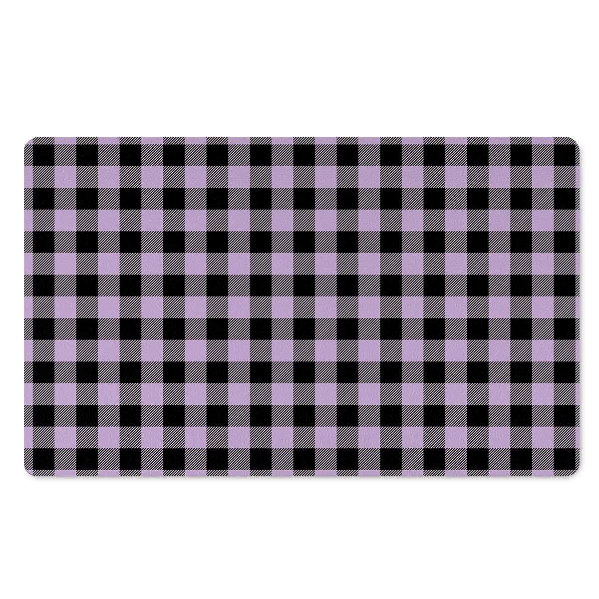 Purple Violet Plaid Door Mat-grizzshop