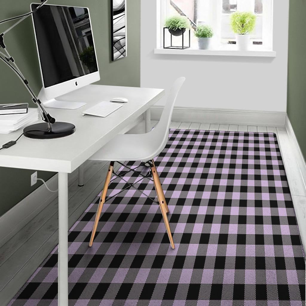 Purple Violet Plaid Floor Mat-grizzshop