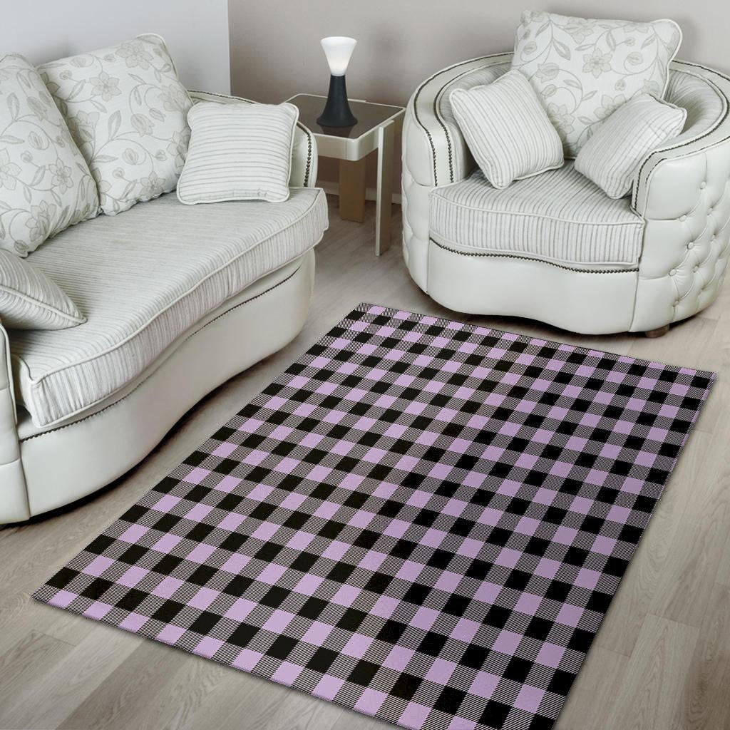 Purple Violet Plaid Floor Mat-grizzshop