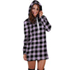 Purple Violet Plaid Hoodie Dress-grizzshop