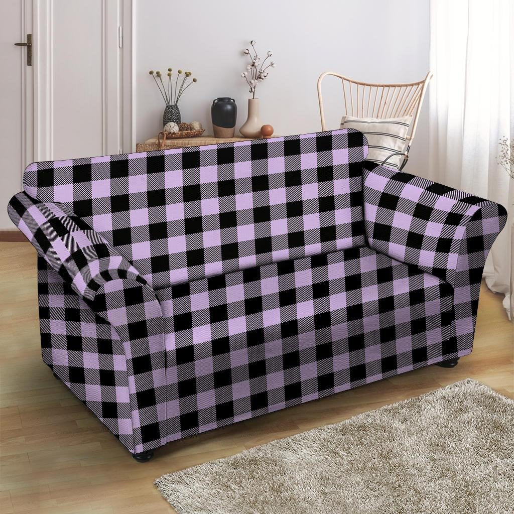 Purple Violet Plaid Loveseat Cover-grizzshop