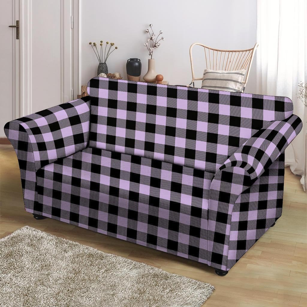 Purple Violet Plaid Loveseat Cover-grizzshop