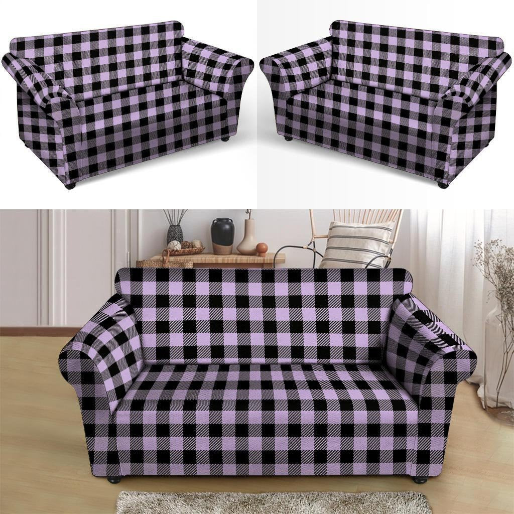 Purple Violet Plaid Loveseat Cover-grizzshop