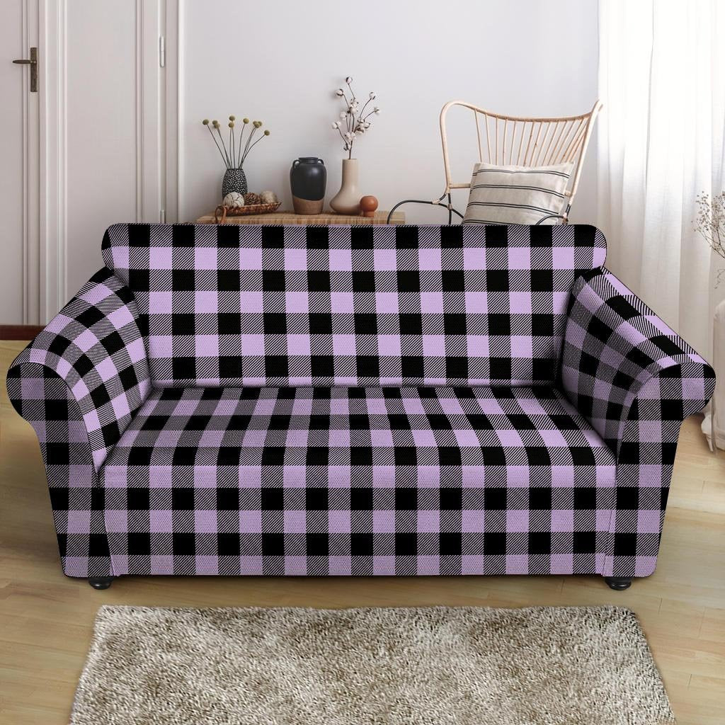 Purple Violet Plaid Loveseat Cover-grizzshop