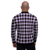 Purple Violet Plaid Men's Bomber Jacket-grizzshop