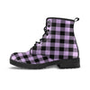 Purple Violet Plaid Men's Boots-grizzshop