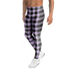 Purple Violet Plaid Men's Leggings-grizzshop