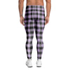 Purple Violet Plaid Men's Leggings-grizzshop