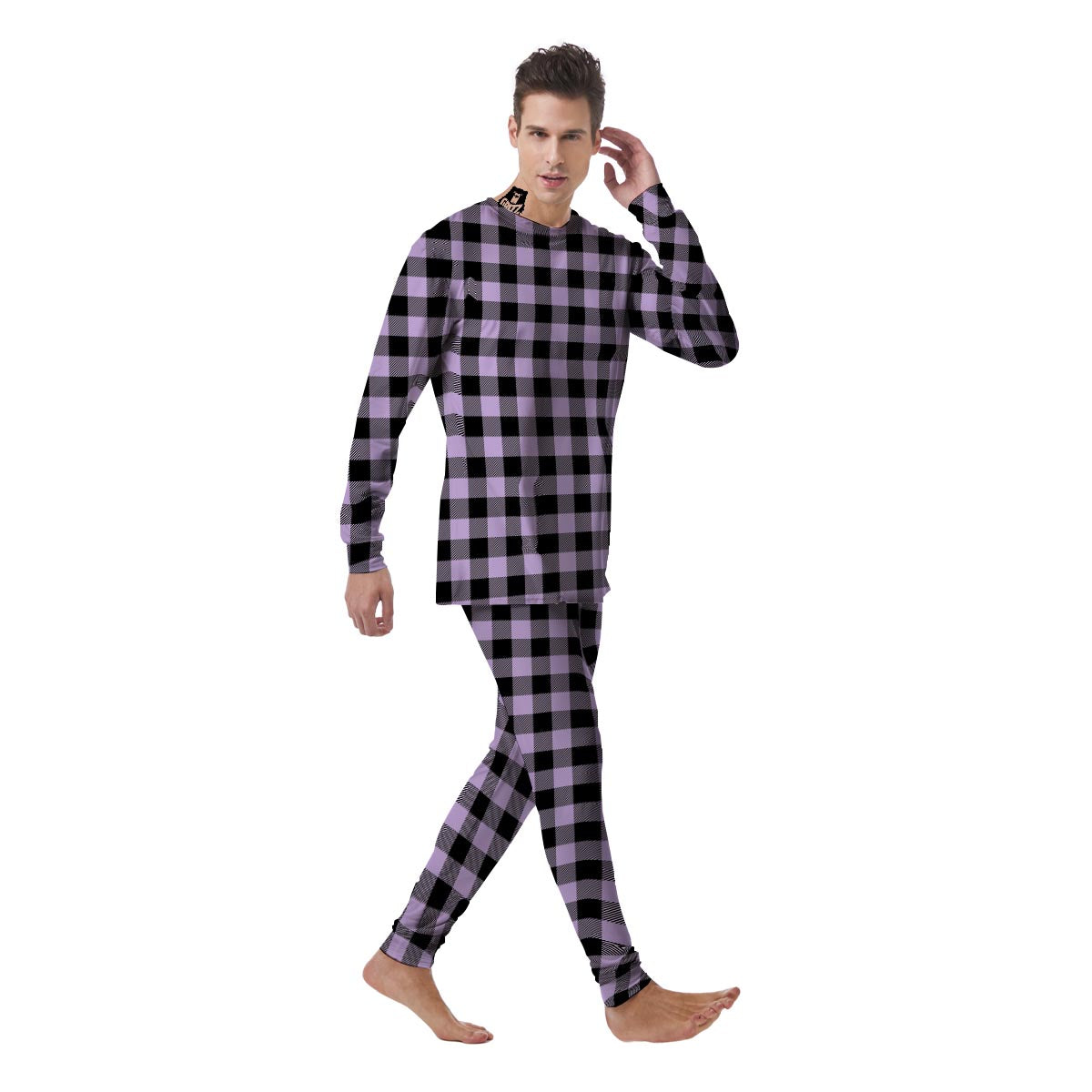 Purple Violet Plaid Men's Pajamas-grizzshop