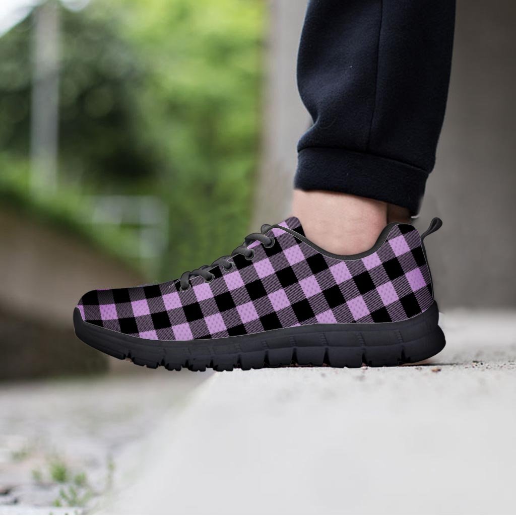 Purple Violet Plaid Men's Sneakers-grizzshop