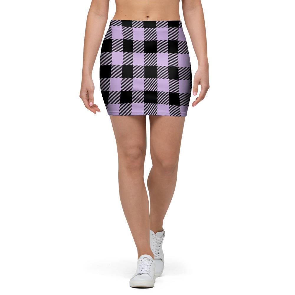 Purple Violet Plaid Mini Skirt-grizzshop