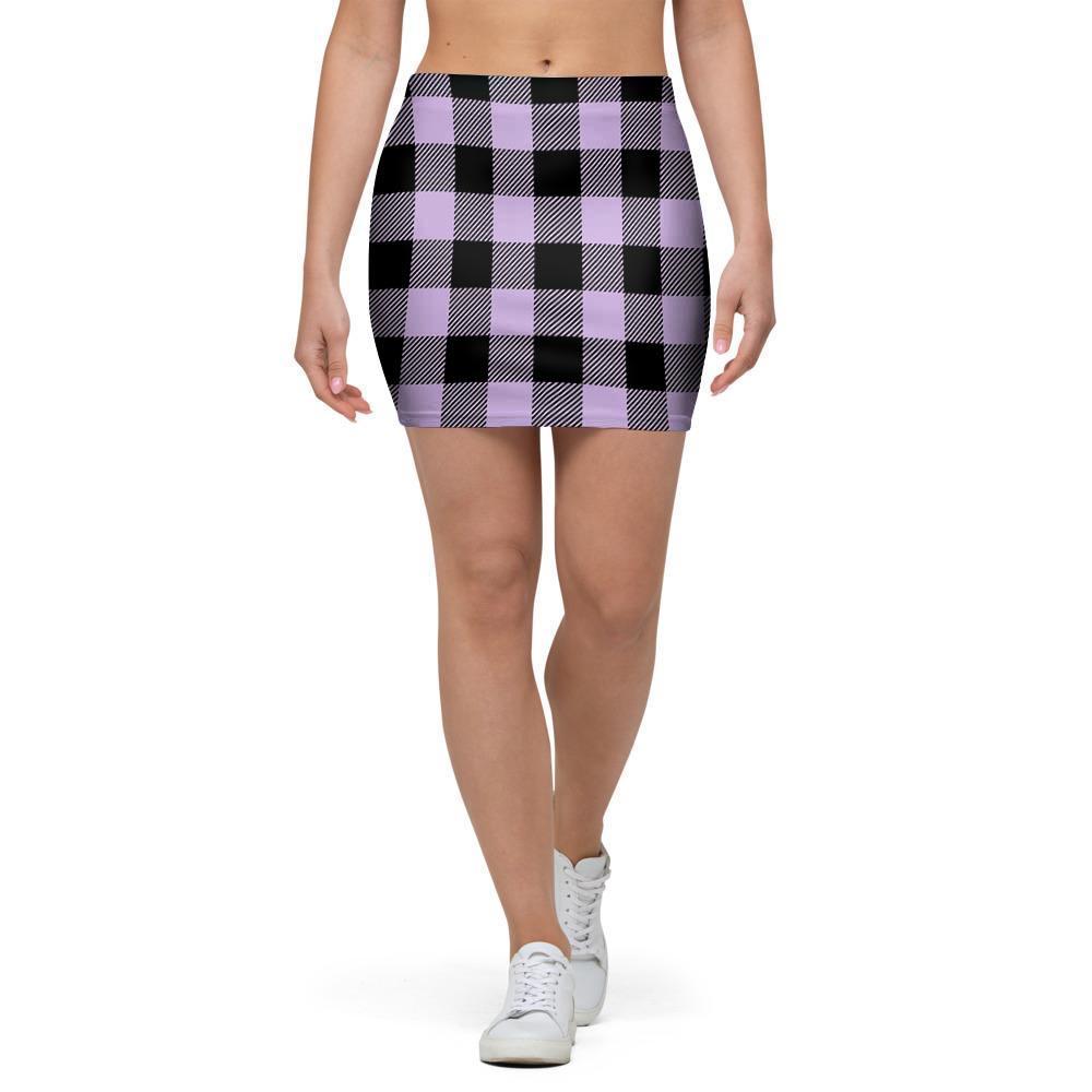 Purple Violet Plaid Mini Skirt-grizzshop