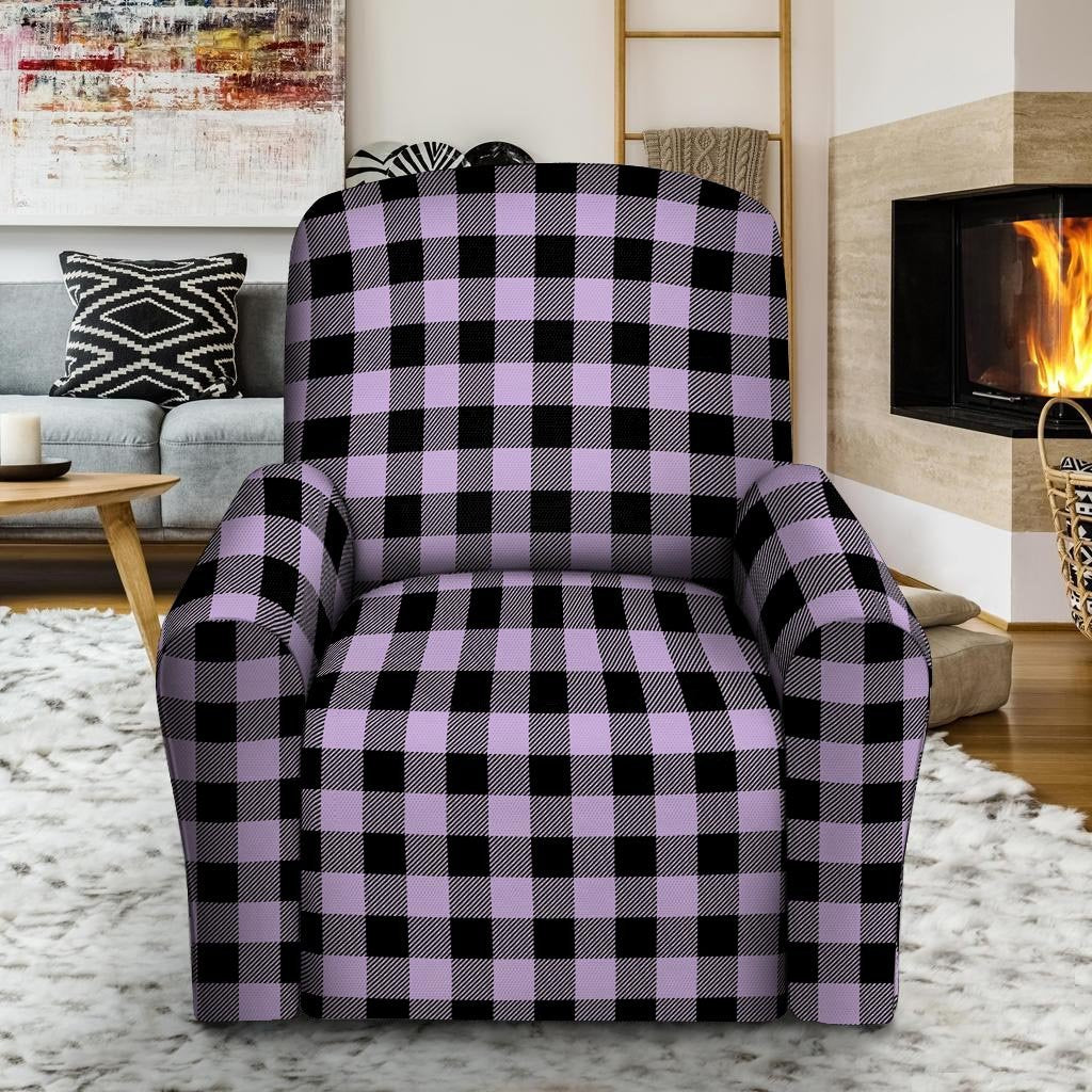 Purple Violet Plaid Recliner Cover-grizzshop