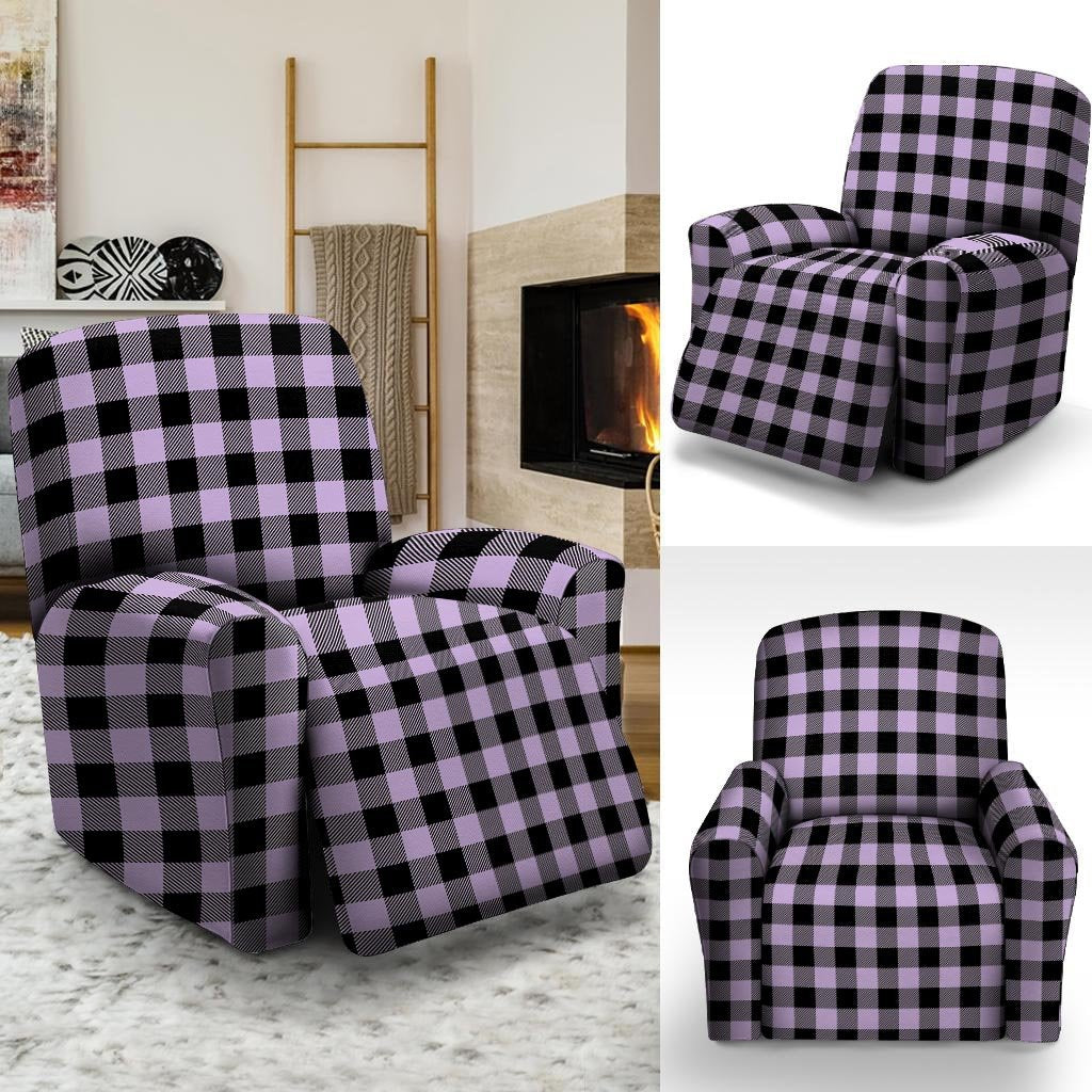 Purple Violet Plaid Recliner Cover-grizzshop