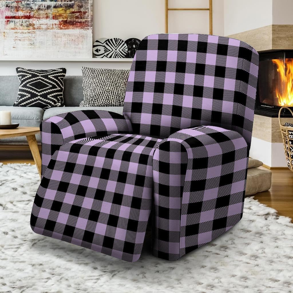 Purple Violet Plaid Recliner Cover-grizzshop