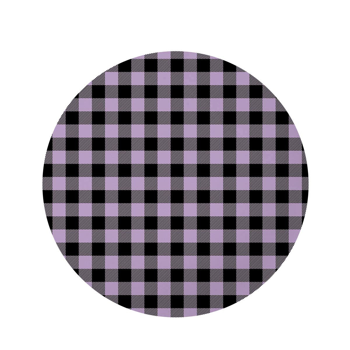 Purple Violet Plaid Round Rug-grizzshop