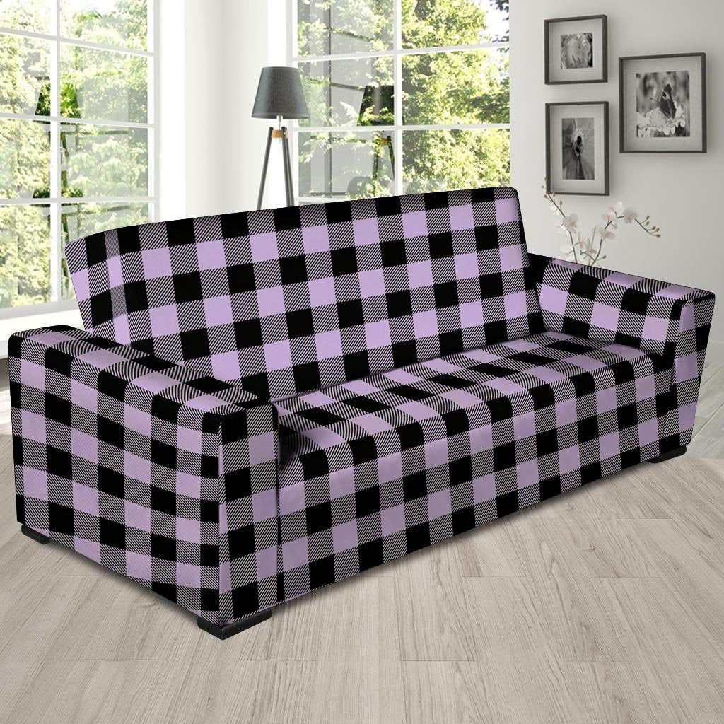 Purple Violet Plaid Sofa Cover-grizzshop