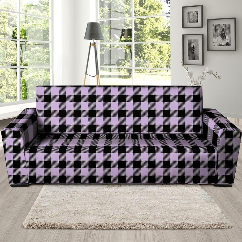 Purple Violet Plaid Sofa Cover-grizzshop