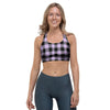 Purple Violet Plaid Sports Bra-grizzshop