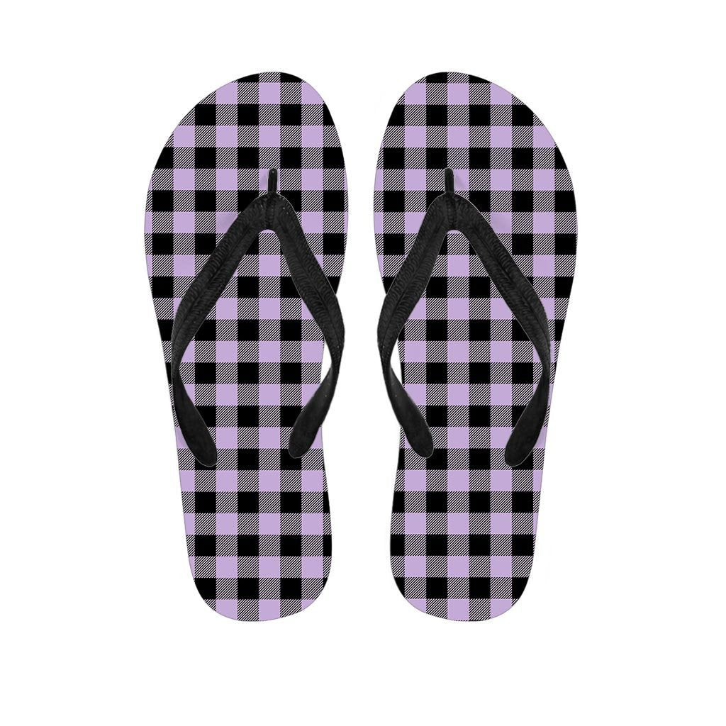 Purple Violet Plaid Women's Flip Flops-grizzshop