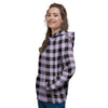 Purple Violet Plaid Women's Hoodie-grizzshop