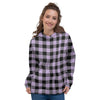 Purple Violet Plaid Women's Hoodie-grizzshop