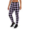 Purple Violet Plaid Women's Joggers-grizzshop