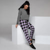 Purple Violet Plaid Women's Joggers-grizzshop