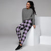 Purple Violet Plaid Women's Joggers-grizzshop