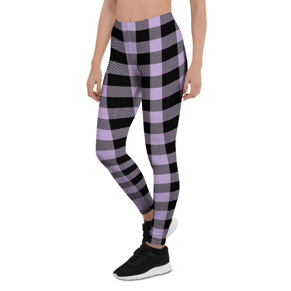 Purple Violet Plaid Women's Leggings-grizzshop