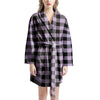 Purple Violet Plaid Women's Robe-grizzshop