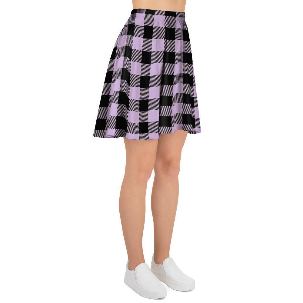 Purple Violet Plaid Women's Skirt-grizzshop