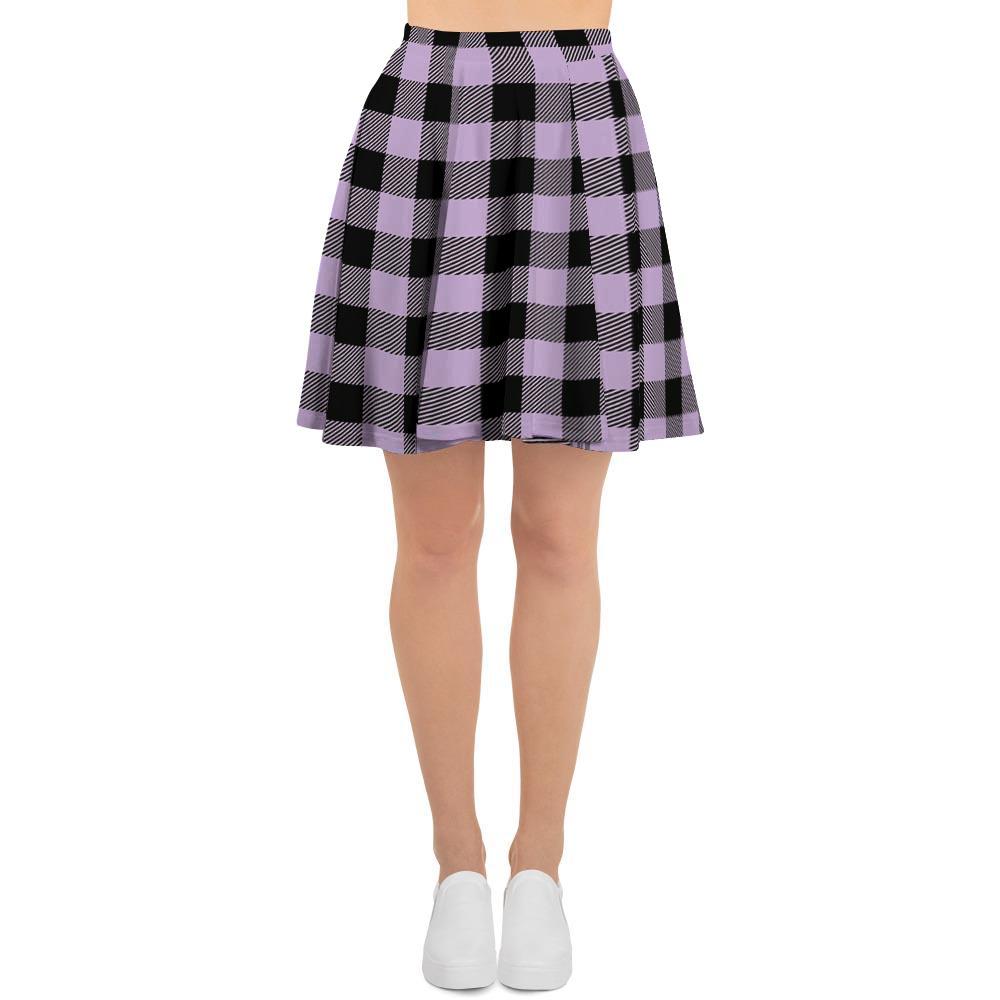 Purple Violet Plaid Women's Skirt-grizzshop