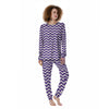 Purple Wave Striped Print Women's Pajamas-grizzshop