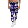 Purple White Abstract Camouflage Print Men's Leggings-grizzshop