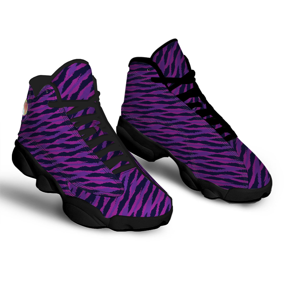 Purple Zebra Print Black Basketball Shoes-grizzshop