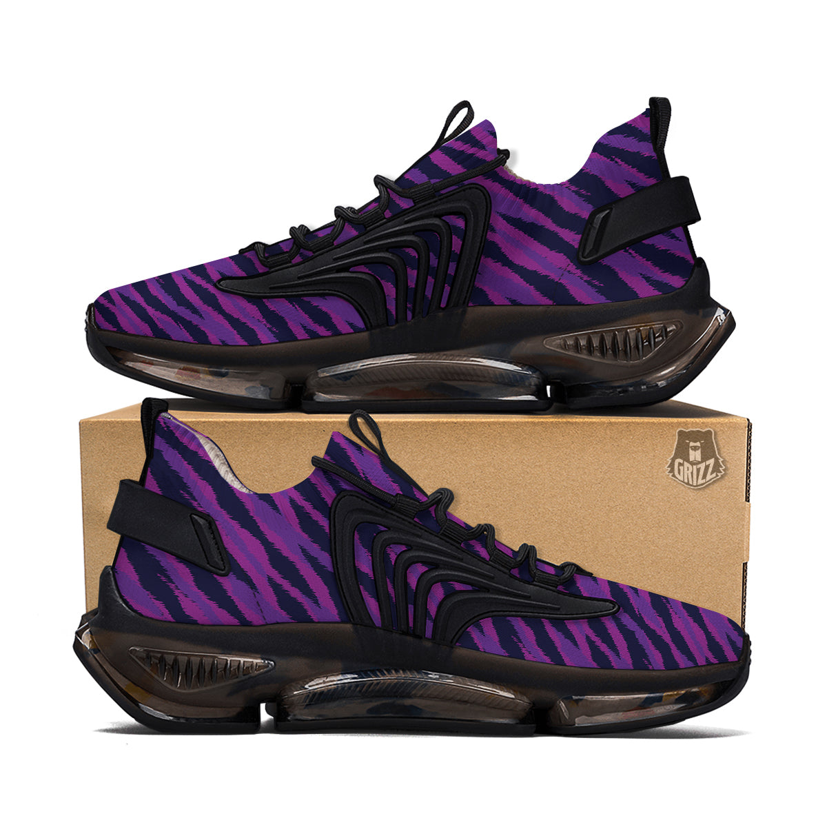 Purple Zebra Print Black Gym Shoes-grizzshop