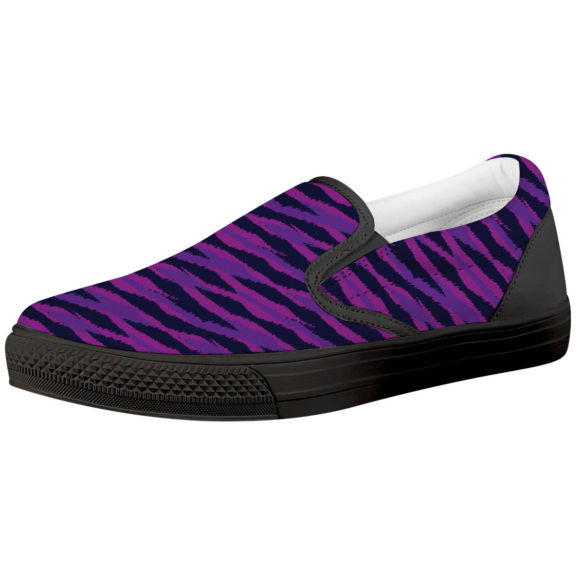 Purple Zebra Print Black Slip On Shoes-grizzshop