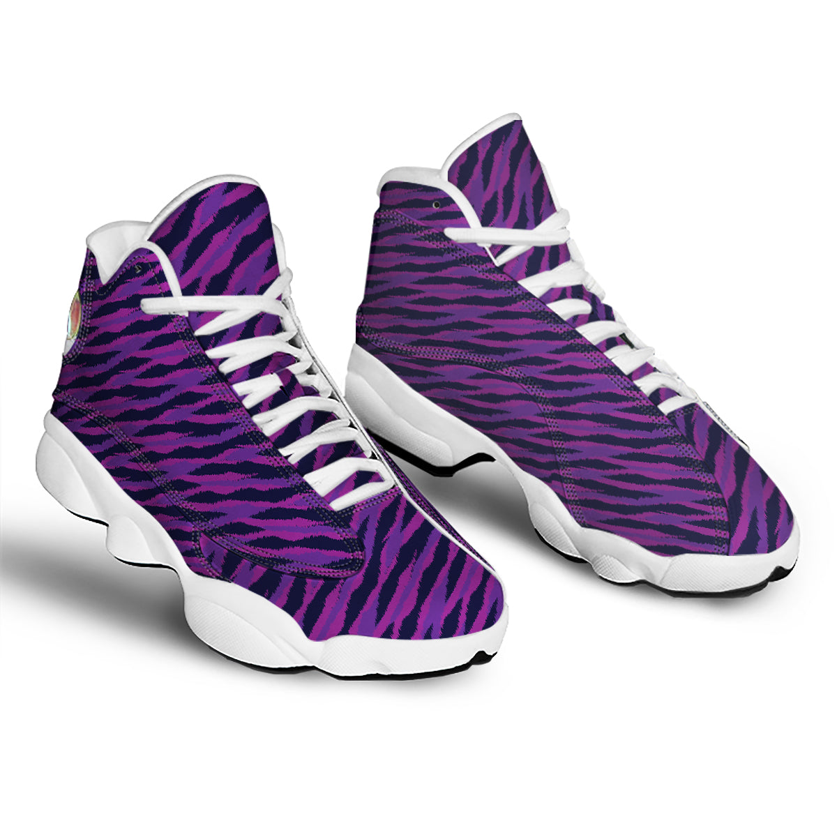 Purple Zebra Print White Basketball Shoes-grizzshop