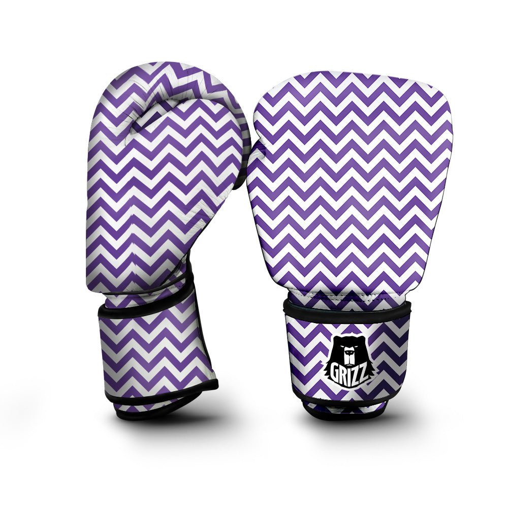 Purple Zigzag Print Pattern Boxing Gloves-grizzshop