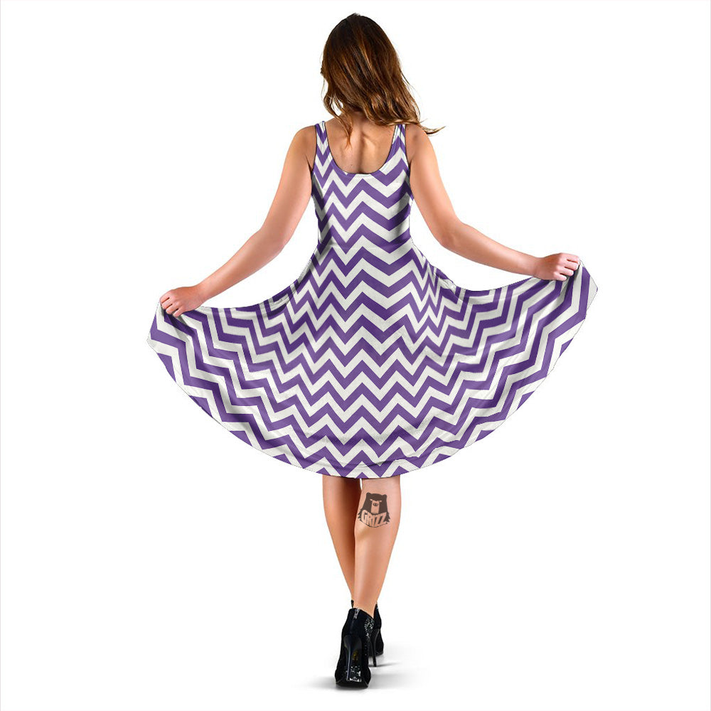 Purple Zigzag Print Pattern Dress-grizzshop